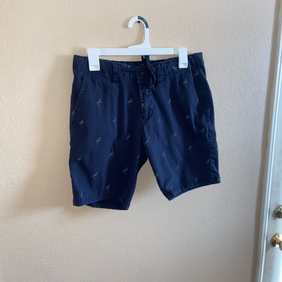Men flamingo navy shorts slim tight fit Michael Brandon front string y2k bottoms - Picture 4 of 9